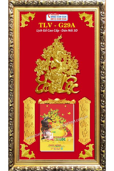 Lịch gỗ khung vàng Mai Tài Lộc