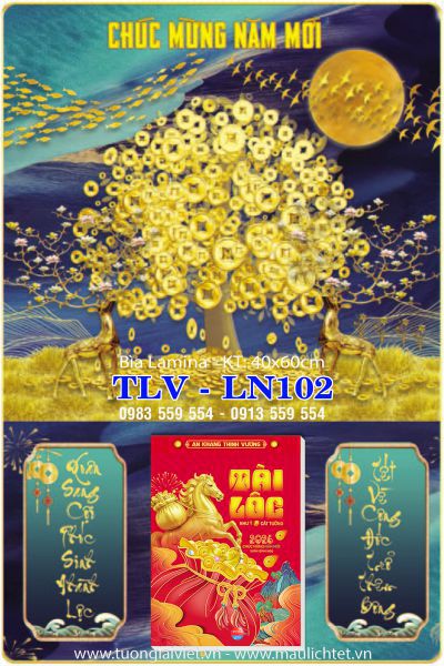 Lịch gỗ laminate Lộc Kim Tiền